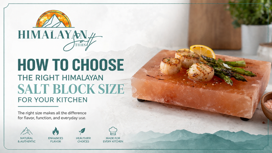 Himalayan salt blocks in different sizes displayed on a kitchen countertop for cooking, grilling, and serving food.