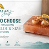 Himalayan salt blocks in different sizes displayed on a kitchen countertop for cooking, grilling, and serving food.
