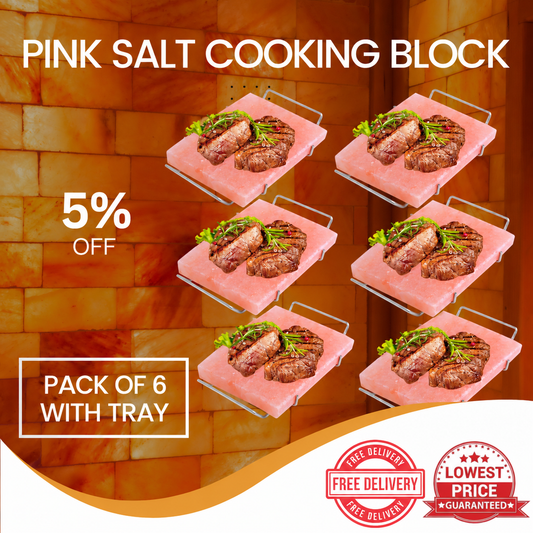 Himalayan Pink Salt Cooking Block 12" x 8" x 1.5" Pack of 6