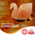 Duck-shaped Himalayan salt lamp carved from natural pink salt crystal, softly glowing with warm amber light, no wooden base, minimalist design for home décor and spa room ambiance.